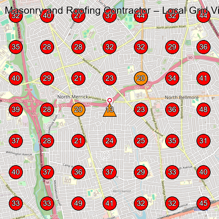 Masonry and Roofing Contractor GeoGrid visibility map for Masonry Contractor in Wantagh
